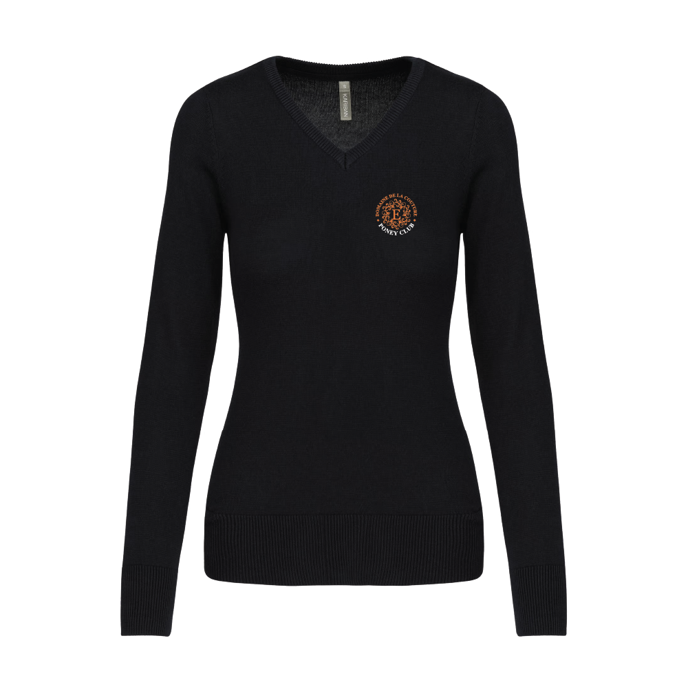 Pull femme col V - Domaine de la Couture / Poney club